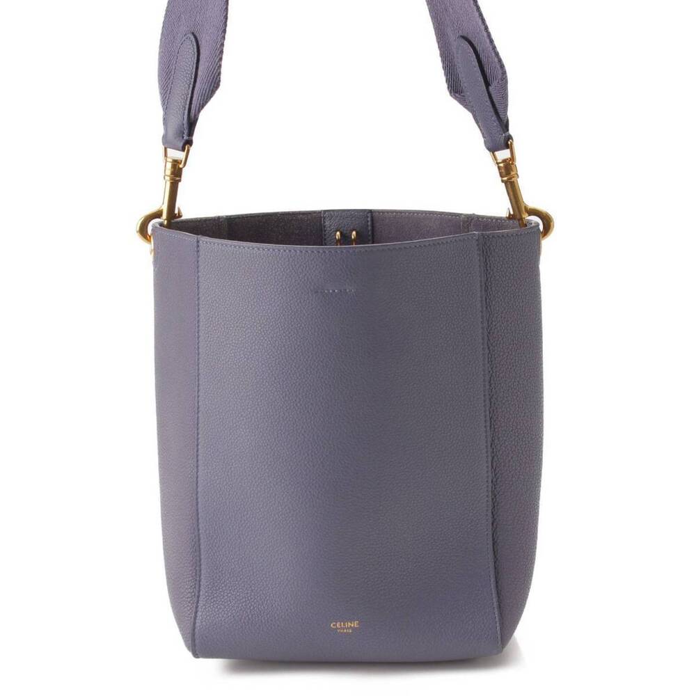 Celine Sangle Bucket Leather Shoulder Bag Purple